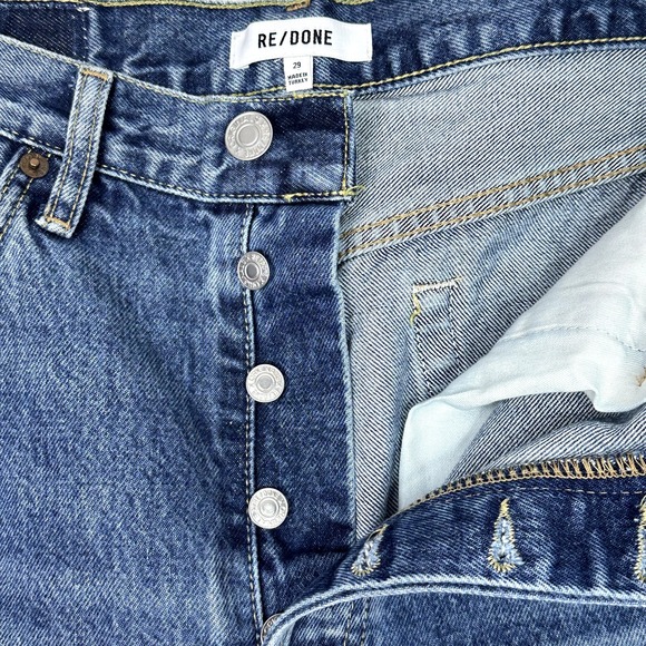 RE/DONE 90s High Rise Loose Jeans Organic Cotton Sz 29 Distressed Button Fly NWT - Picture 4 of 16